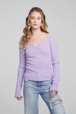 Women Chaser Brand Cooper Digital Lavender Long Sleeve