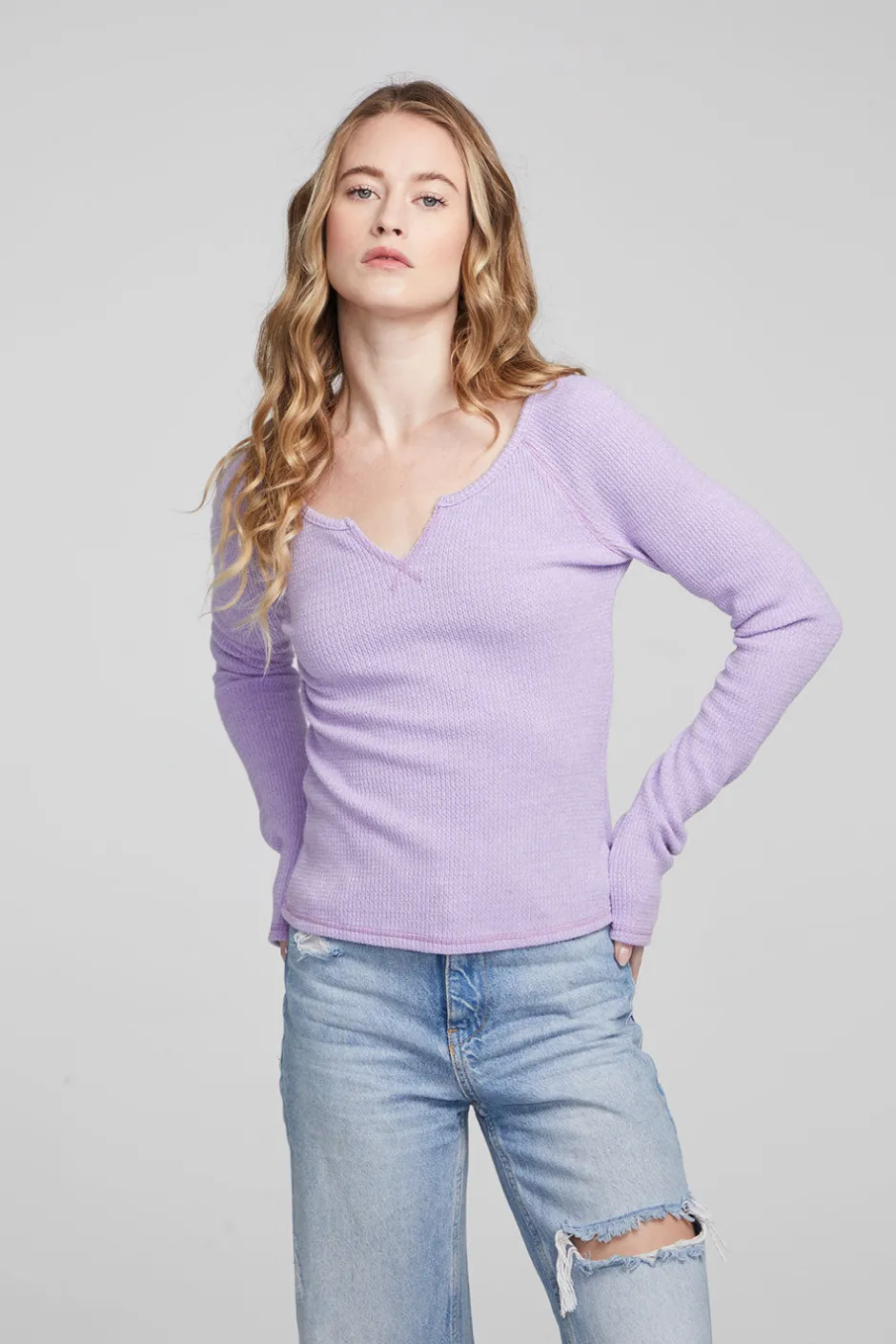 Women Chaser Brand Cooper Digital Lavender Long Sleeve