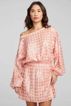 Women Chaser Brand Cooper Long Sleeve Mini Dress Embellished Check
