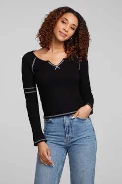 Women Chaser Brand Cooper Shadow Black Long Sleeve