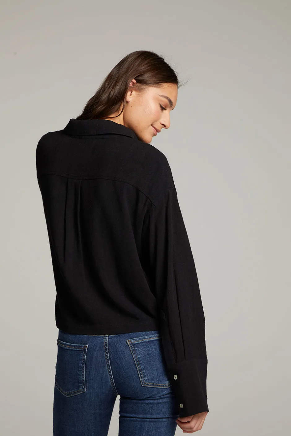 Women Chaser Brand Coral True Black Button Up Top