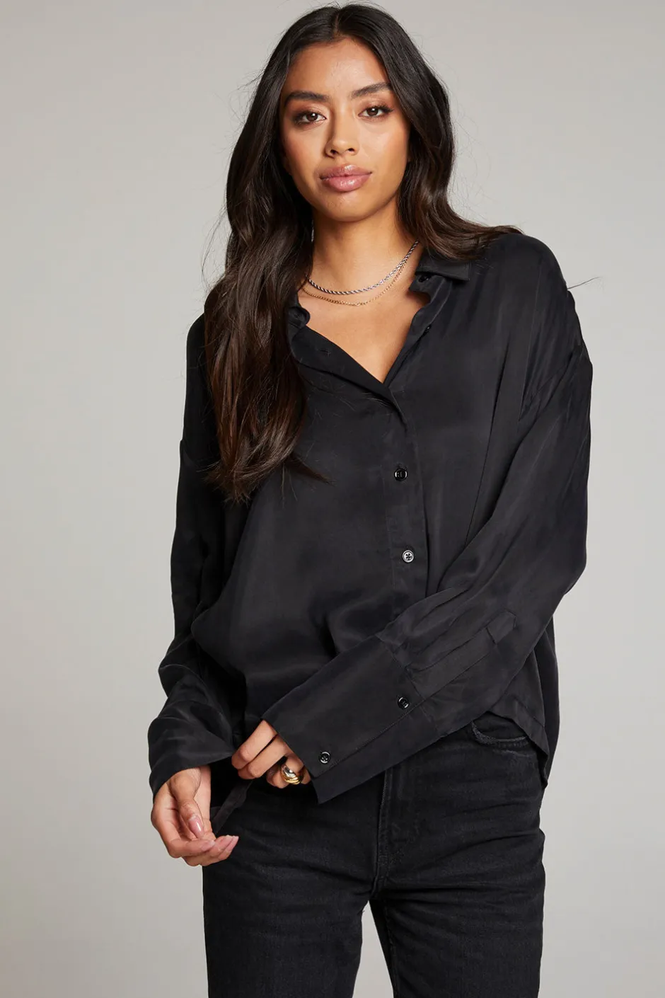Women Chaser Brand Corall Licorice Button Up