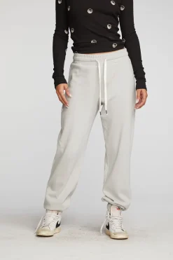 Women Chaser Brand Cotton Fleece Joggers With Rib And Shoestring Tie