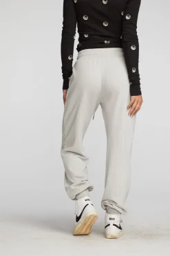 Women Chaser Brand Cotton Fleece Joggers With Rib And Shoestring Tie