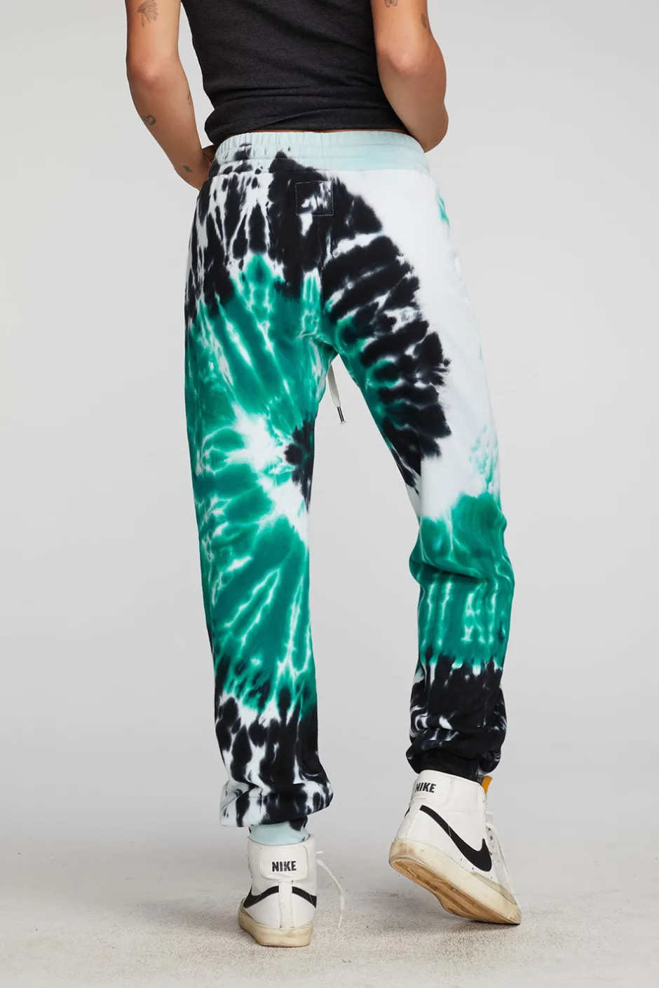 Women Chaser Brand Cotton Fleece Joggers With Rib And Shoestring Tie
