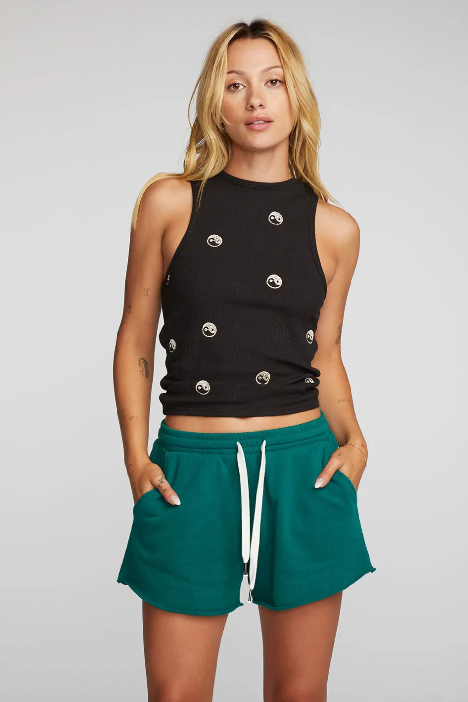 Women Chaser Brand Cotton Fleece Shorts With Shoestring Tie
