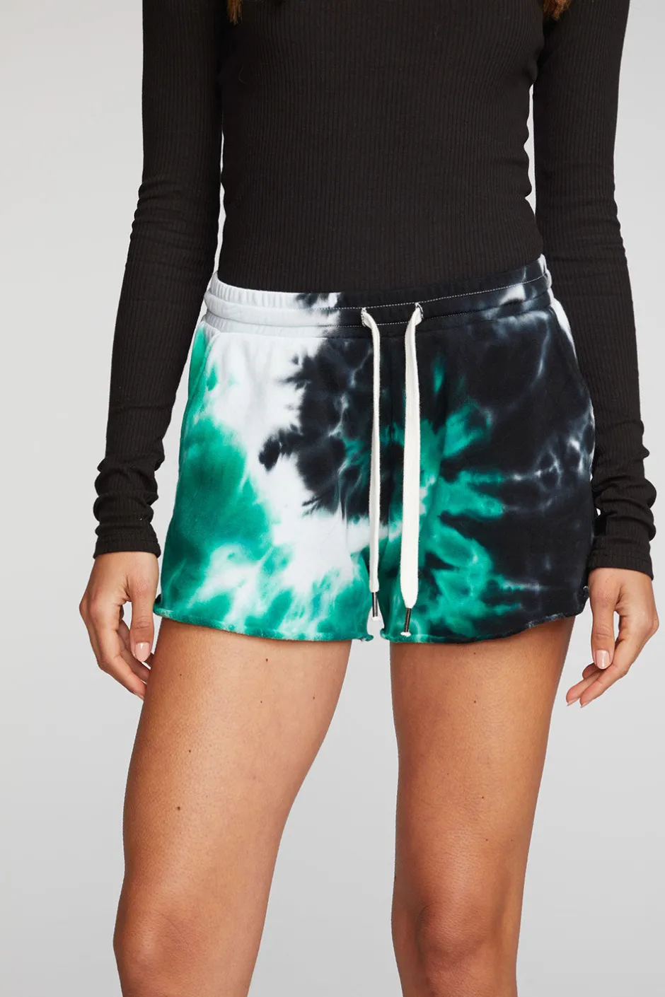 Women Chaser Brand Cotton Fleece Shorts With Shoestring Tie