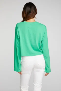 Women Chaser Brand Cotton Jersey Cropped Long Sleeve Tee