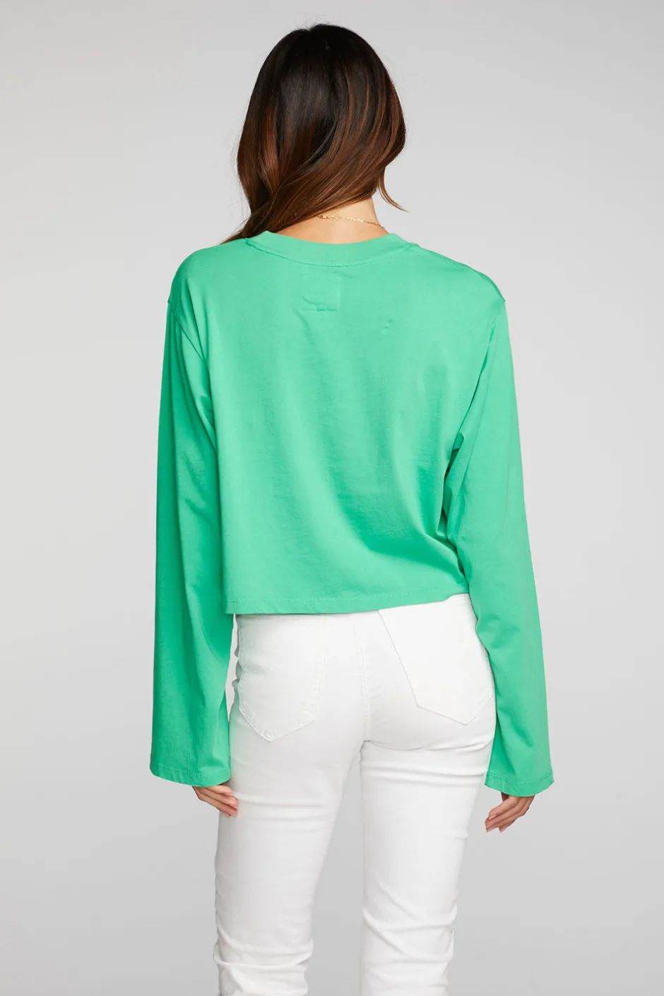 Women Chaser Brand Cotton Jersey Cropped Long Sleeve Tee