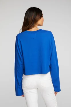 Women Chaser Brand Cotton Jersey Cropped Long Sleeve Tee