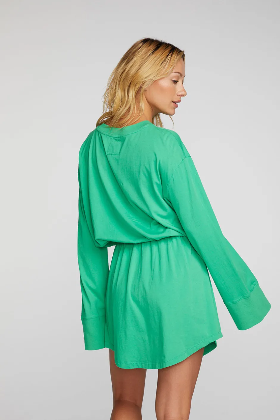 Women Chaser Brand Cotton Jersey Mini Dress With Wide Sleeves