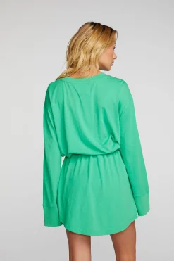 Women Chaser Brand Cotton Jersey Mini Dress With Wide Sleeves