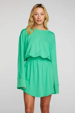 Women Chaser Brand Cotton Jersey Mini Dress With Wide Sleeves