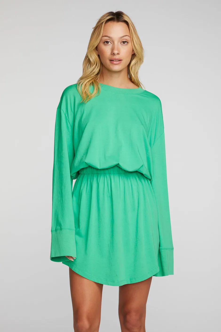 Women Chaser Brand Cotton Jersey Mini Dress With Wide Sleeves