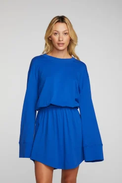 Women Chaser Brand Cotton Jersey Mini Dress With Wide Sleeves