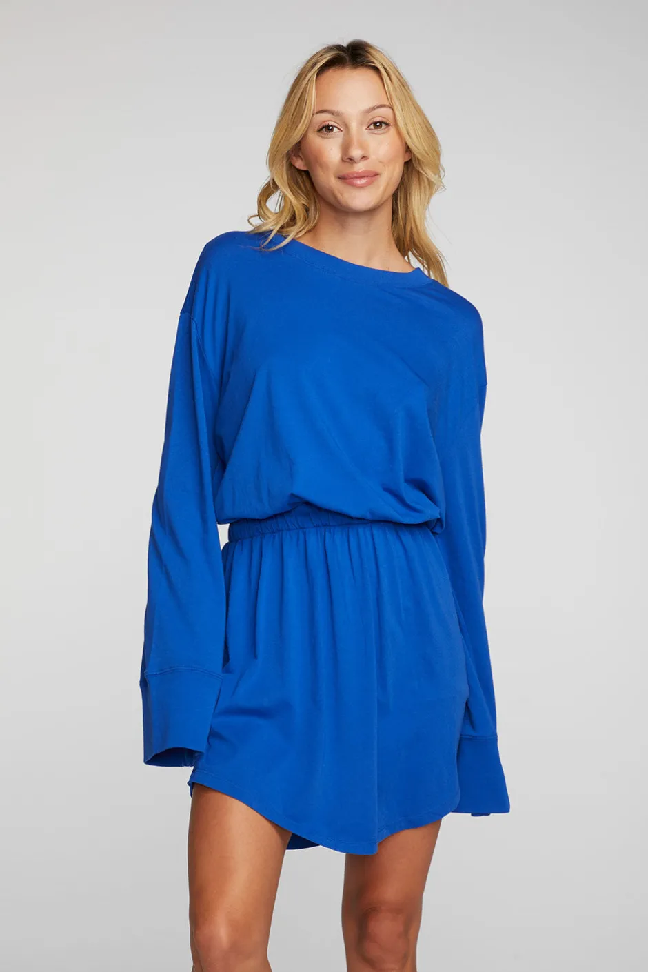Women Chaser Brand Cotton Jersey Mini Dress With Wide Sleeves