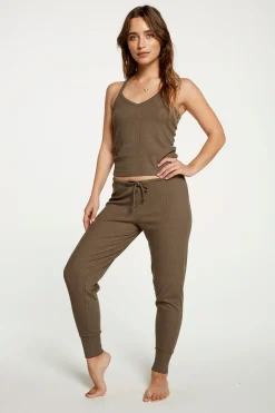 Women Chaser Brand Cozy Rib Cropped Double V Cami