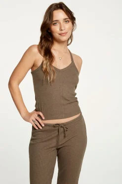 Women Chaser Brand Cozy Rib Cropped Double V Cami