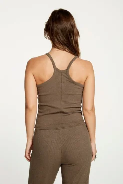 Women Chaser Brand Cozy Rib Cropped Double V Cami