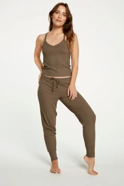 Women Chaser Brand Cozy Rib Cropped Double V Cami