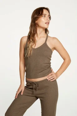 Women Chaser Brand Cozy Rib Cropped Double V Cami