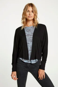 Women Chaser Brand Cozy Rib Drop Shoulder Open Cardigan