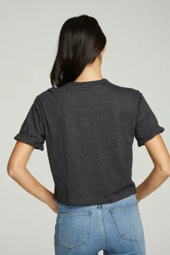 Women Chaser Brand Cropped Crew Neck Short Sleeve Tee