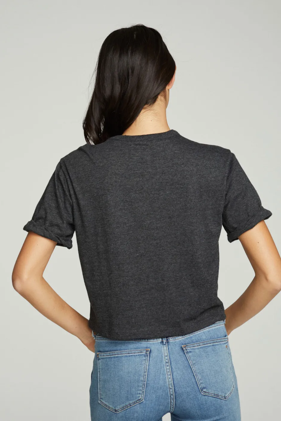 Women Chaser Brand Cropped Crew Neck Short Sleeve Tee