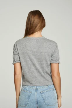 Women Chaser Brand Cropped Crew Neck Short Sleeve Tee