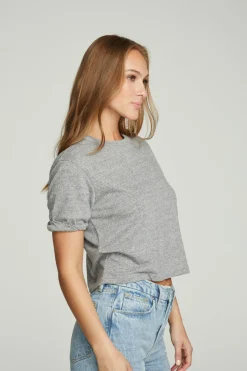 Women Chaser Brand Cropped Crew Neck Short Sleeve Tee