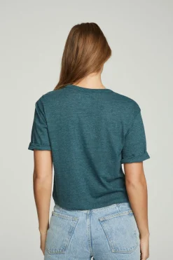 Women Chaser Brand Cropped Crew Neck Short Sleeve Tee