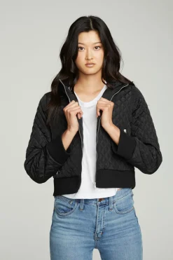 Women Chaser Brand Cropped Hooded Jacket With Rib