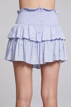 Women Chaser Brand Cruz Faded Denim Blue Mini Skirt