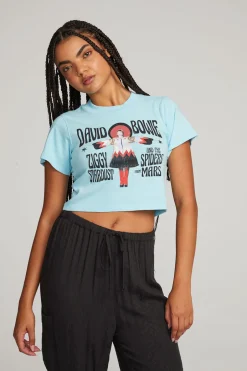 Women Chaser Brand David Bowie Ziggy Stardust Crop Tee