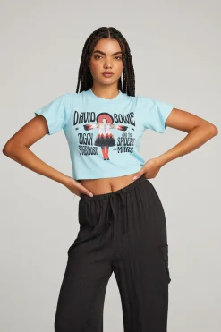 Women Chaser Brand David Bowie Ziggy Stardust Crop Tee