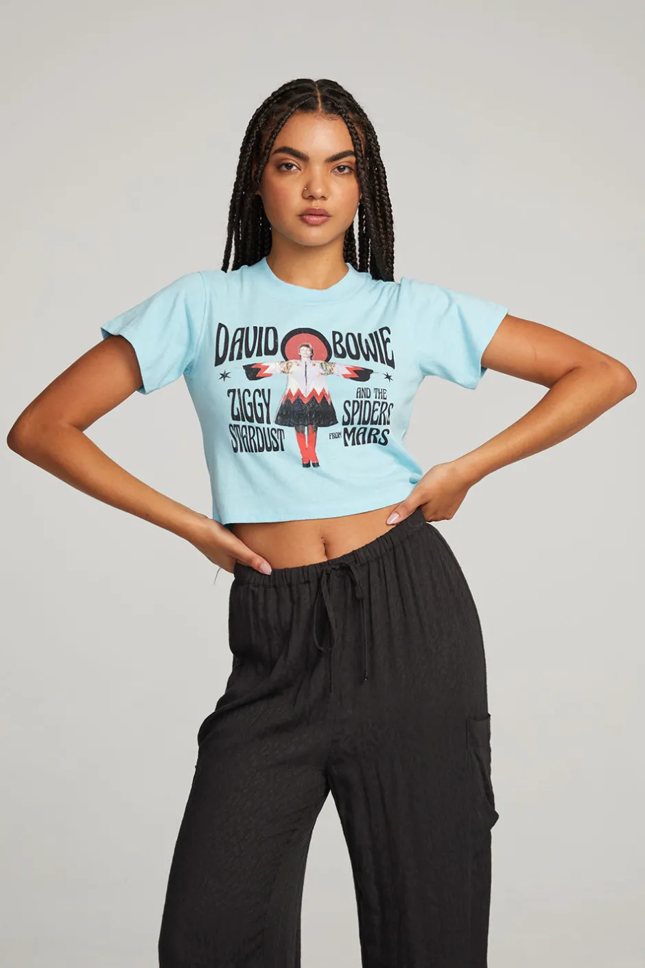 Women Chaser Brand David Bowie Ziggy Stardust Crop Tee