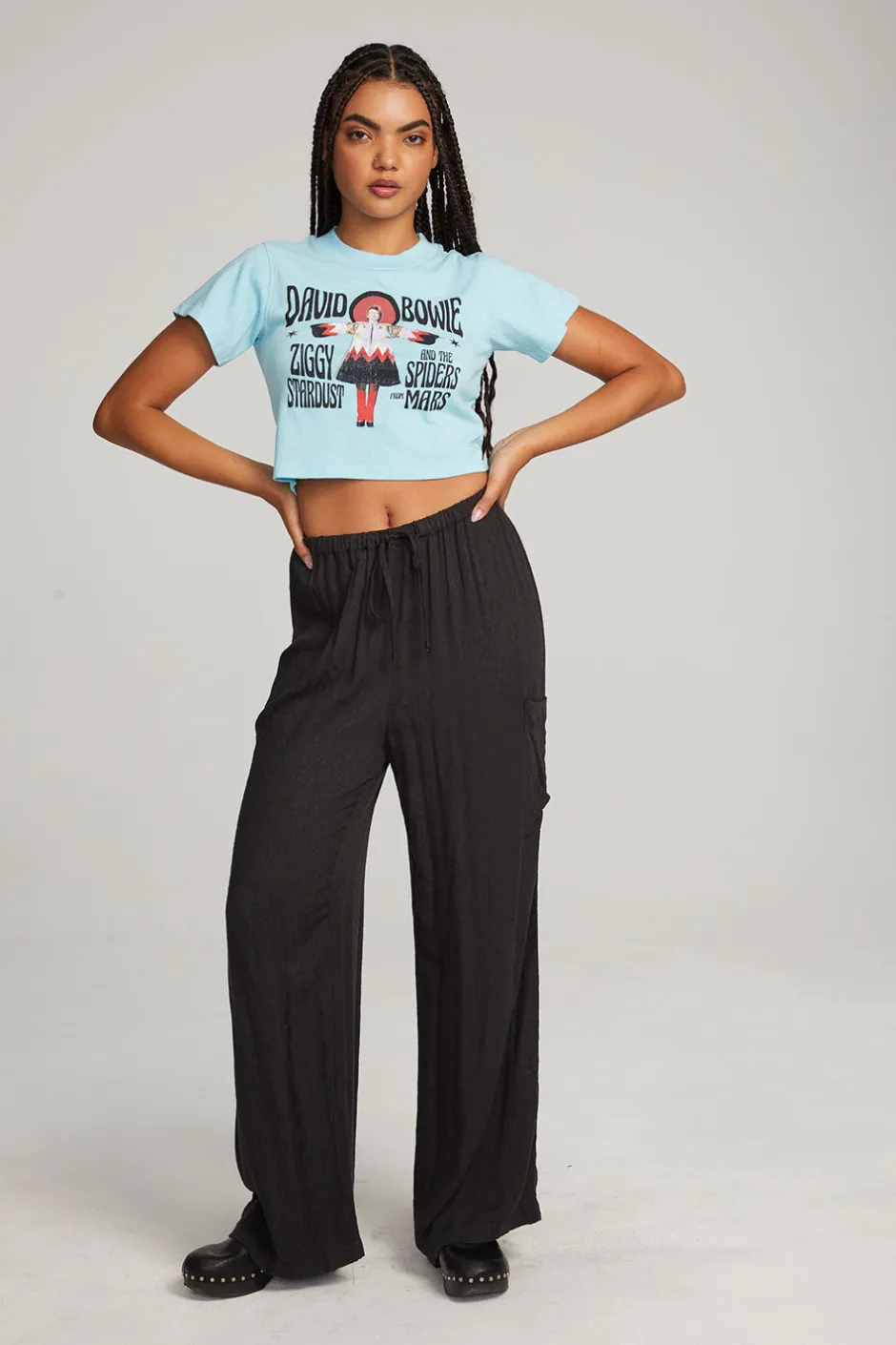 Women Chaser Brand David Bowie Ziggy Stardust Crop Tee