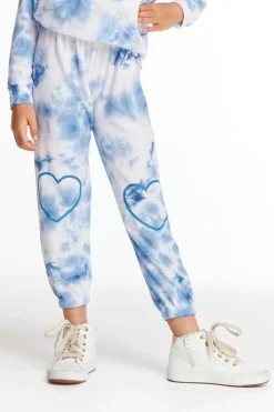 Kids Chaser Brand Denim Tie Dye Heart Cozy Knit Sweatpant