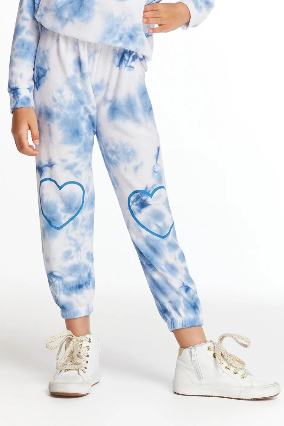 Kids Chaser Brand Denim Tie Dye Heart Cozy Knit Sweatpant