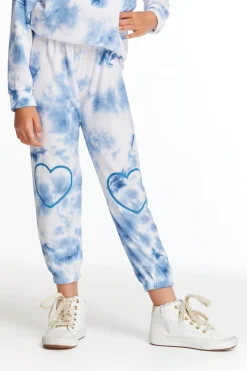 Kids Chaser Brand Denim Tie Dye Heart Cozy Knit Sweatpant