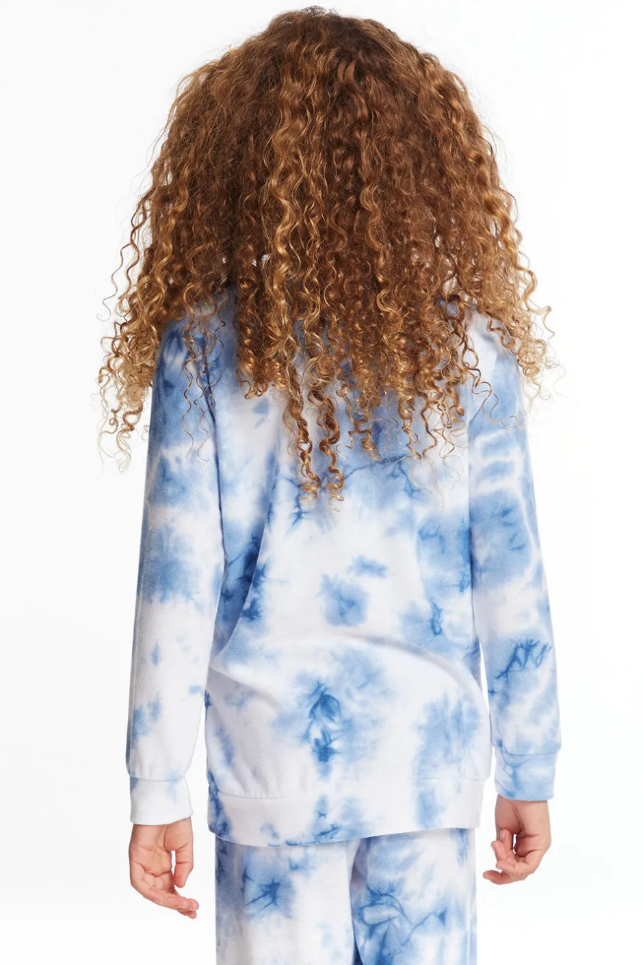 Kids Chaser Brand Denim Tie Dye Heart Girls Cozy Knit Raglan Pullover