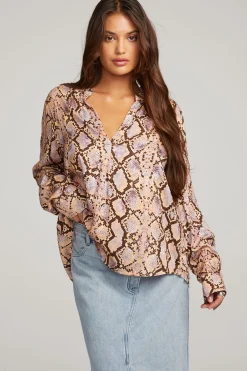Women Chaser Brand Denver Python Print Blouse