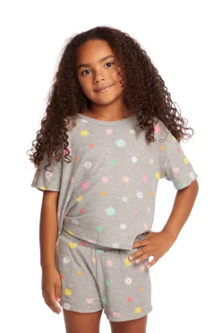 Kids Chaser Brand Devin Embroidered Flowers Girls Tee