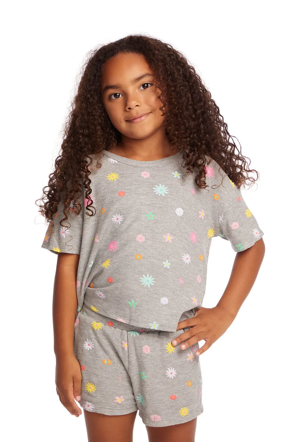Kids Chaser Brand Devin Embroidered Flowers Girls Tee