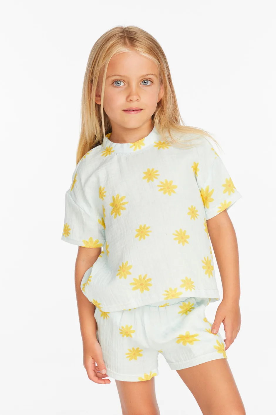 Kids Chaser Brand Devin Powder Blue Daisy Girls Tee
