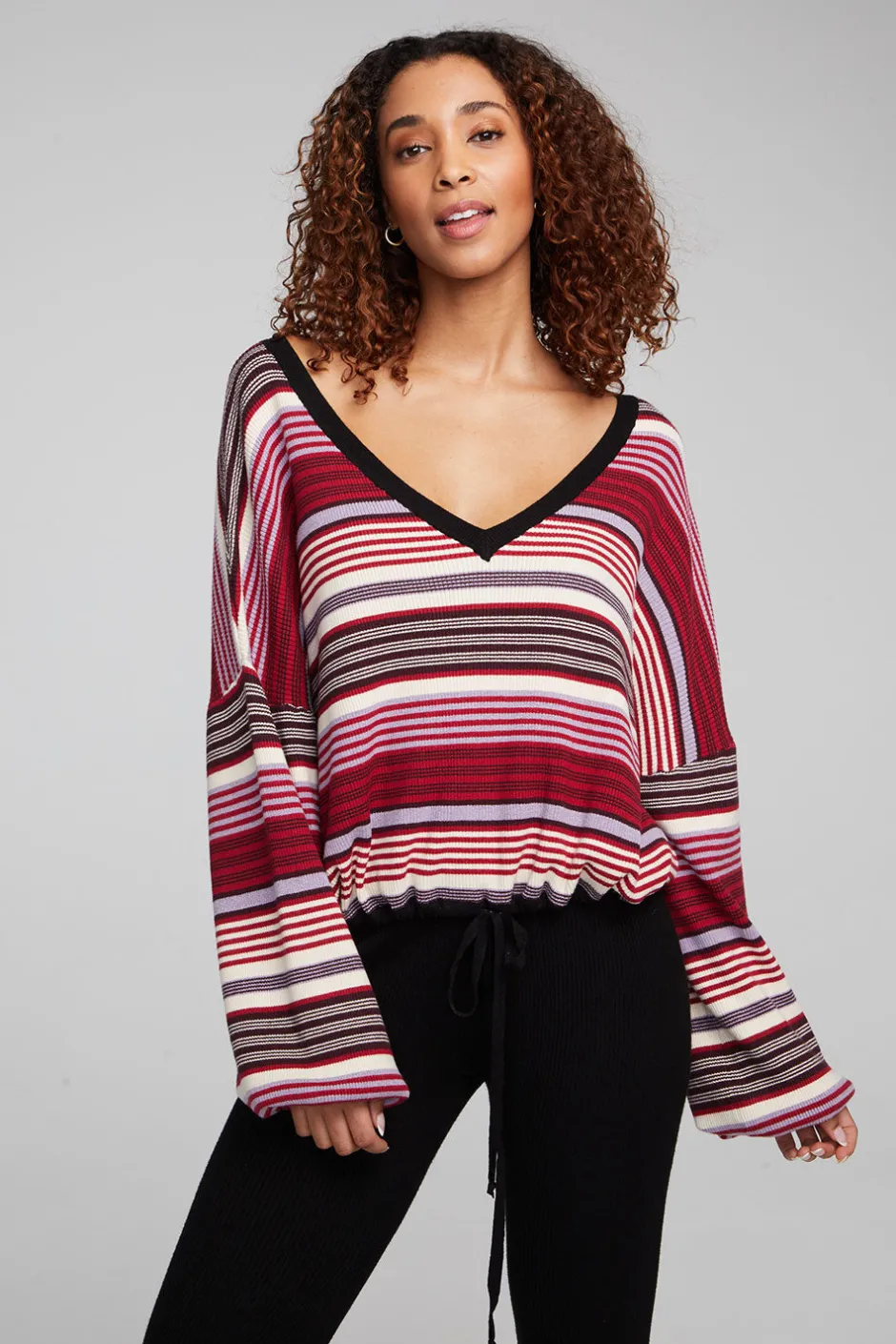 Women Chaser Brand Diamond Roxy Stripe Long Sleeve