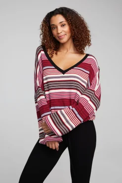 Women Chaser Brand Diamond Roxy Stripe Long Sleeve