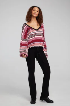 Women Chaser Brand Diamond Roxy Stripe Long Sleeve