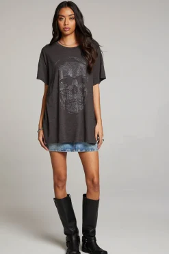 Women Chaser Brand Diamond Skull Tee