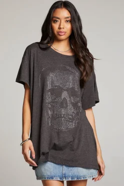 Women Chaser Brand Diamond Skull Tee